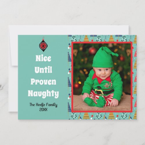 Funny Naughty Retro Christmas Photo Holiday Card