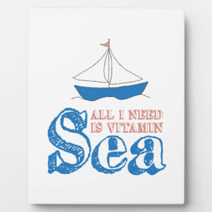 Funny Nautical Quote Sailboat Drawing Vitamin Sea Plaque