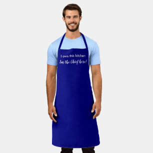 Funny Navy Blue Chief of the Kitchen Apron