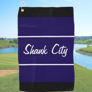 Funny navy blue shank city gift for golfer golf towel