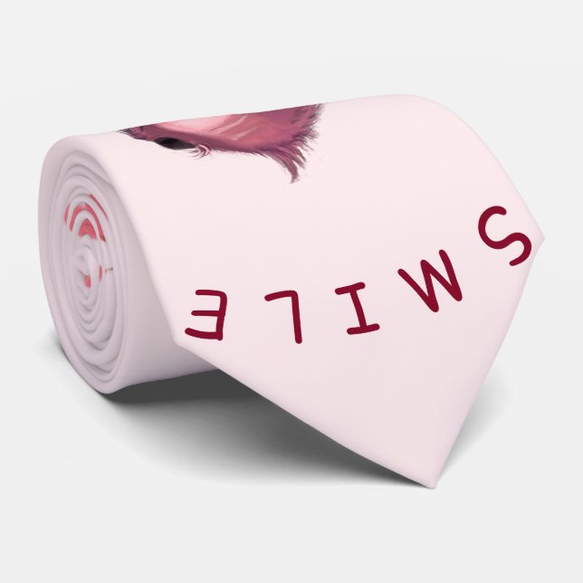 Funny Neck Tie with Happy Sloth Smile Custom Text (Rolled)