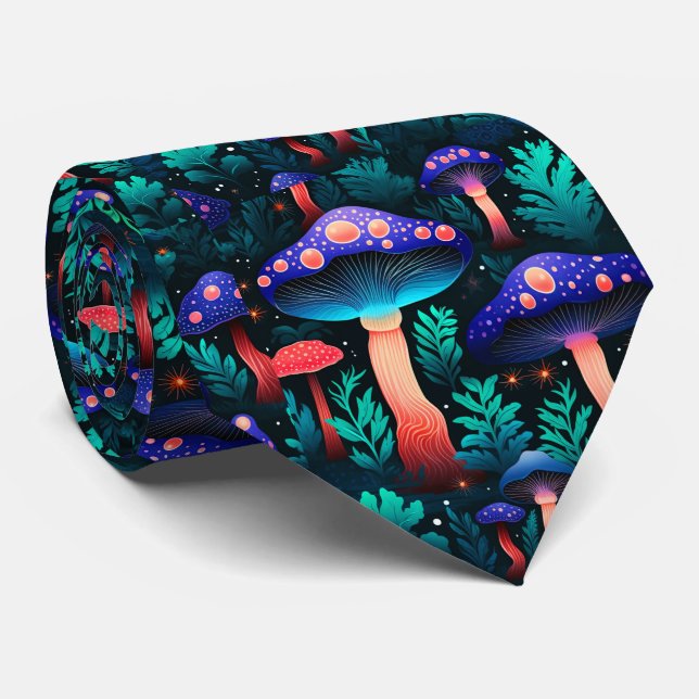 Funny Neck Tie with Mushroom Pattern (Rolled)