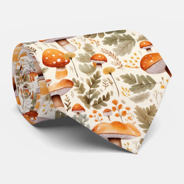 Funny Neck Tie with Mushroom Pattern (Rolled)