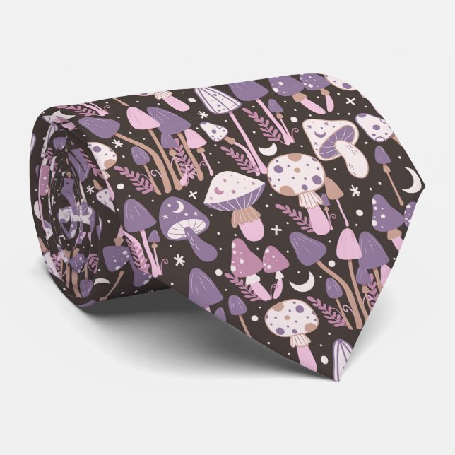 Funny Neck Tie with Mushroom Pattern (Rolled)