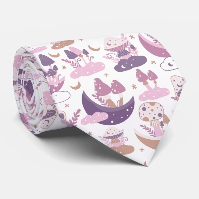 Funny Neck Tie with Mushroom Pattern (Rolled)