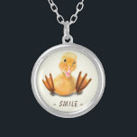 Funny Necklace with Happy Duck Smlie - Custom Text<br><div class="desc">Funny Necklaces with Yellow Duck Playful Wink Happy Smile Cartoon Drawing and Text - or Choose / Add Your Unique Text / Font / Color - Make Your Special Necklace Gift - Resize and move or remove and add elements / image with customization tool ! - Drawing and Design by...</div>