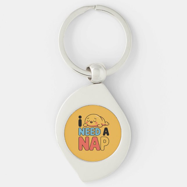 Funny Need A Nap Cute Sleepy Cartoon Keychain (Front)