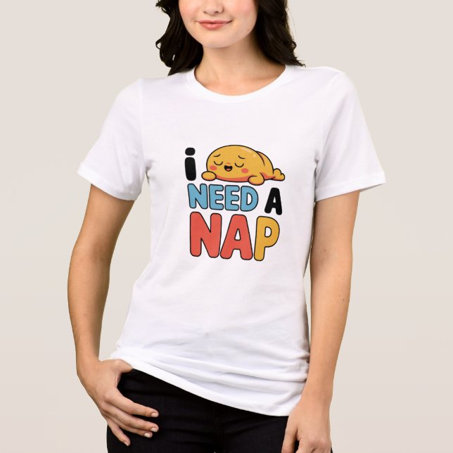 Funny Need A Nap Cute Sleepy Cartoon Tri-Blend Shirt (Front)