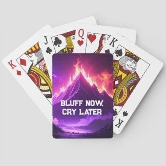 Funny Neon Bluff Now, Cry Later Poker Cards