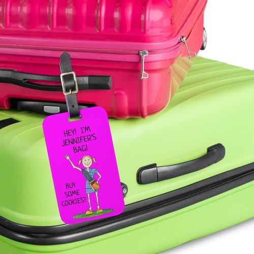 Funny Neon Girl Scout Cadette  Custom Luggage Tag