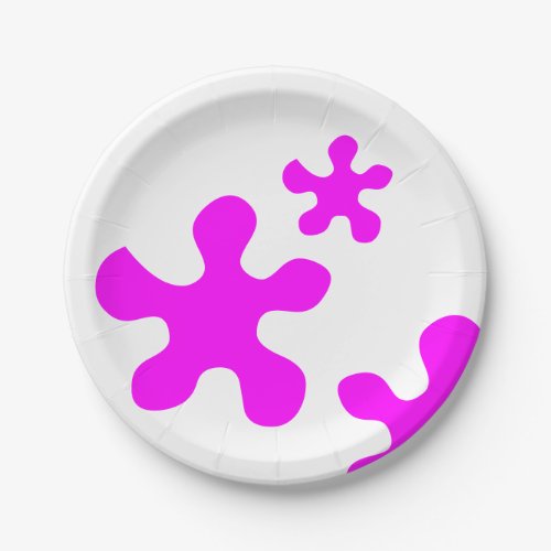 Funny neon Magenta slime paint splat pattern cute Paper Plates