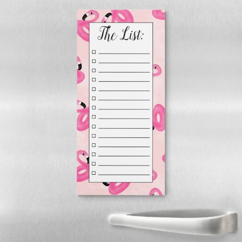 Funny neon pink flamingo floaters pattern blush magnetic notepad