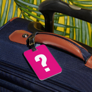 Funny neon pink question mark travel luggage tag