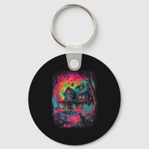 Funny Neon S Ghost Black Cat Witch Halloween Keychain