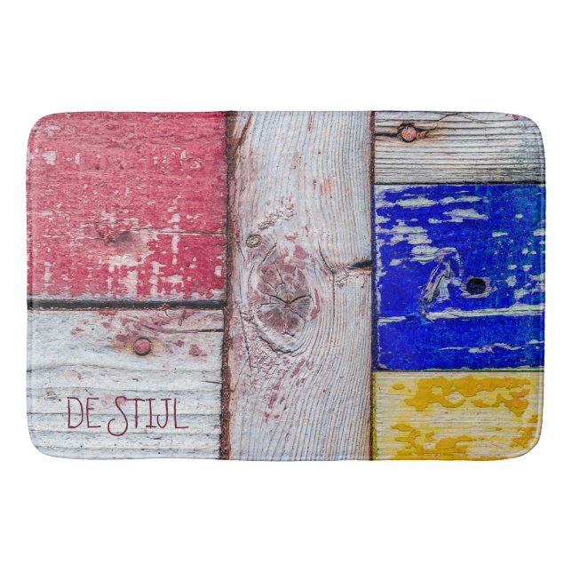 Funny Neoplasticism wooden art style customizable Bath Mat (Front)