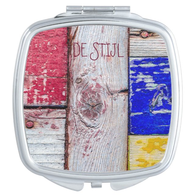 Funny Neoplasticism wooden art style customizable Compact Mirror (Front)