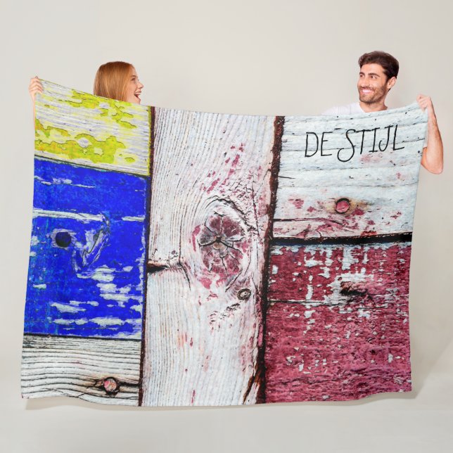 Funny Neoplasticism wooden art style customizable Fleece Blanket (In Situ)