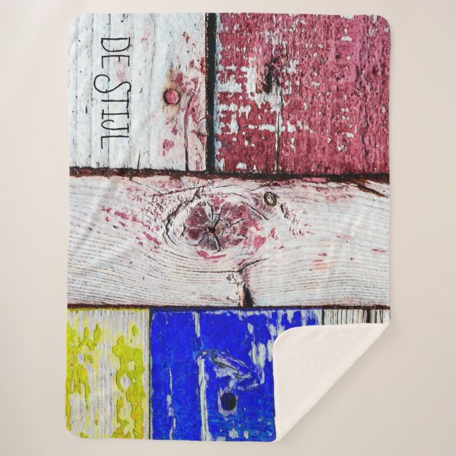 Funny Neoplasticism wooden art style customizable Sherpa Blanket (Front)