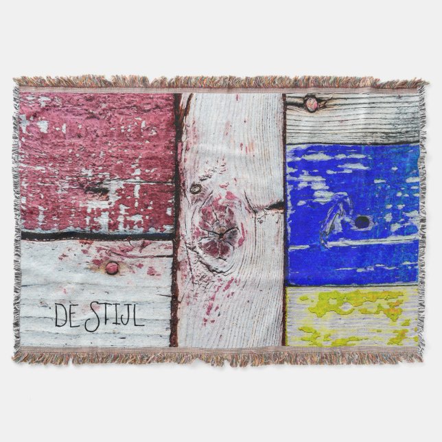 Funny Neoplasticism wooden art style customizable Throw Blanket (Front)