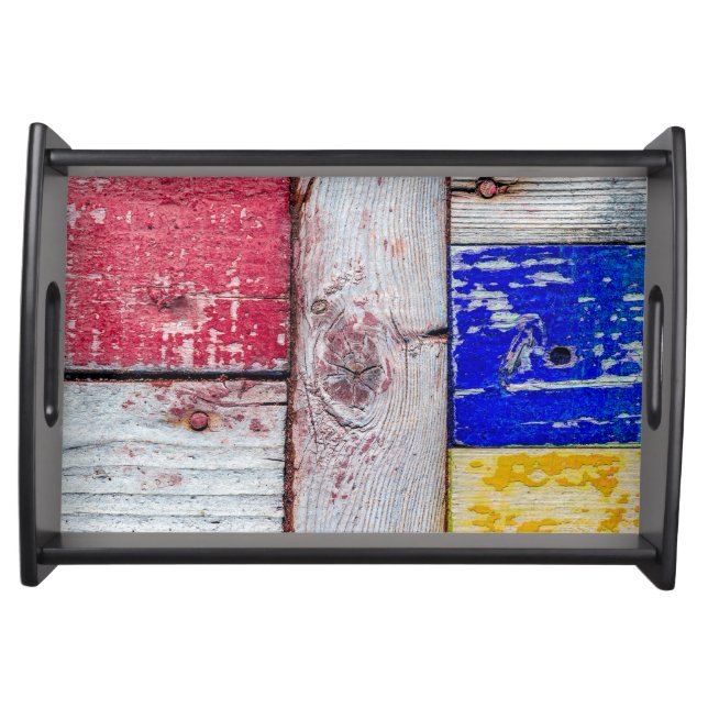 Funny Neoplasticism wooden art style Serving Tray (Front)