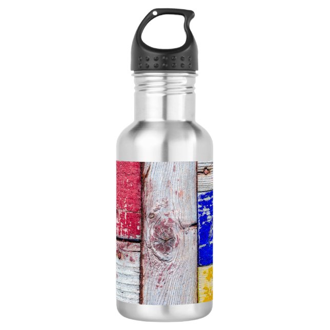 Funny Neoplasticism wooden art style Stainless Steel Water Bottle (Front)