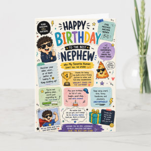 Funny Nephew Birthday Card Cute Colorful Family Hu