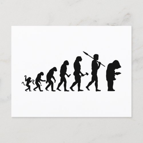 funny nerd evolution postcard