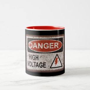 Funny Nerd Gift. Danger, high voltage. Crazy mug