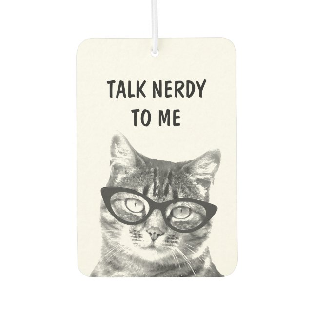 Funny NERDY CAT photo car air freshener (Front)