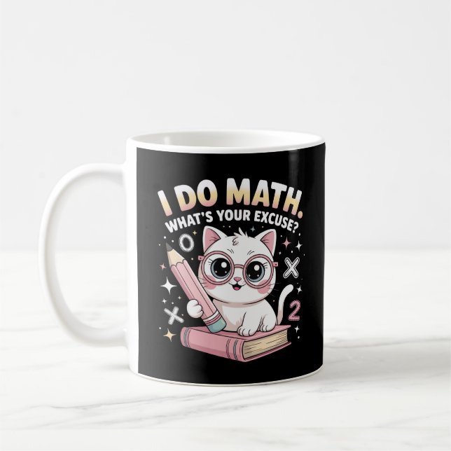 Funny Nerdy Cat with Glasses – Math Teacher Coffee Mug (Left)