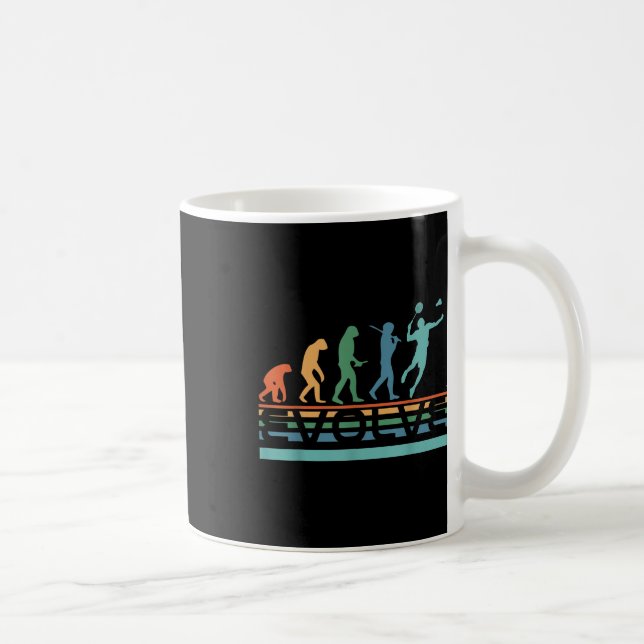 Funny Nerdy Evolve Badminton Player Evolution Spor Coffee Mug (Right)