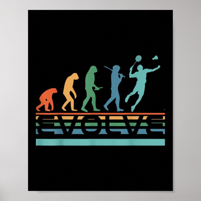 Funny Nerdy Evolve Badminton Player Evolution Spor Poster (Front)
