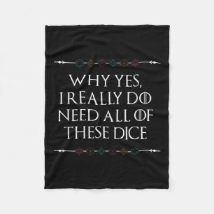 Funny Nerdy Gaming D20 Rpg Dice Saying Quote Graph Fleece Blanket