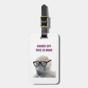 Funny Nerdy Hipster Monkey with Glasses Hands Off Luggage Tag