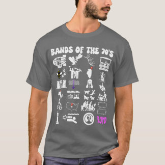 Funny Nerdy Iconic Pop Rock Bands of the 70s White T-Shirt