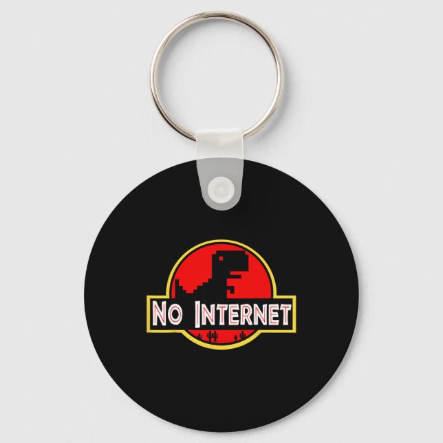 Funny Nerdy No Internet Dinosaur Computer Science  Keychain (Front)