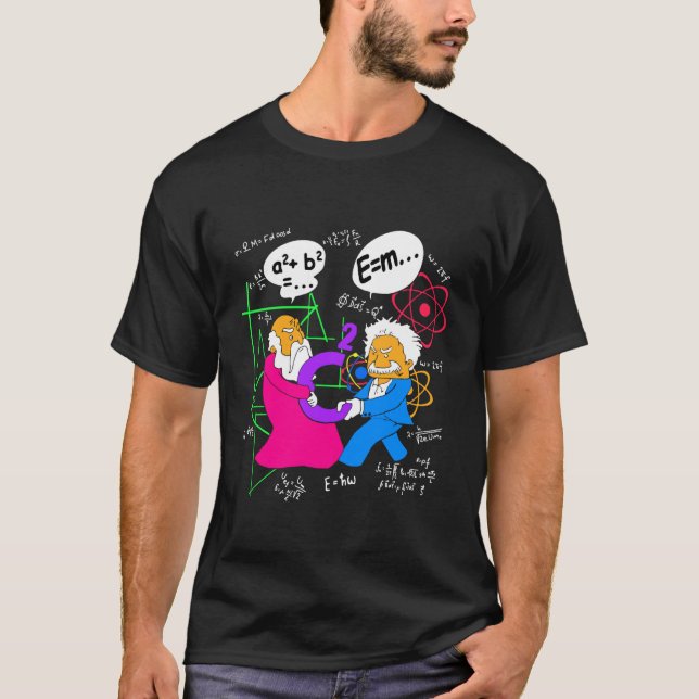 Funny Nerdy Pythagoras Fighting Over C Squared Mat T-Shirt (Front)