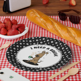 Funny Nervous Jittery Hound Dog on Coffee Paper Plates