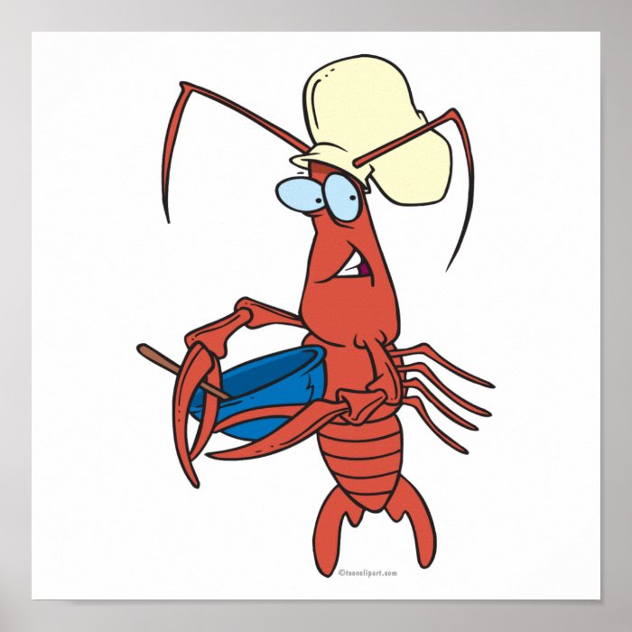 funny nervous lobster chef cooking posters