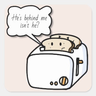 Funny Nervous Toast Cartoon Square Sticker