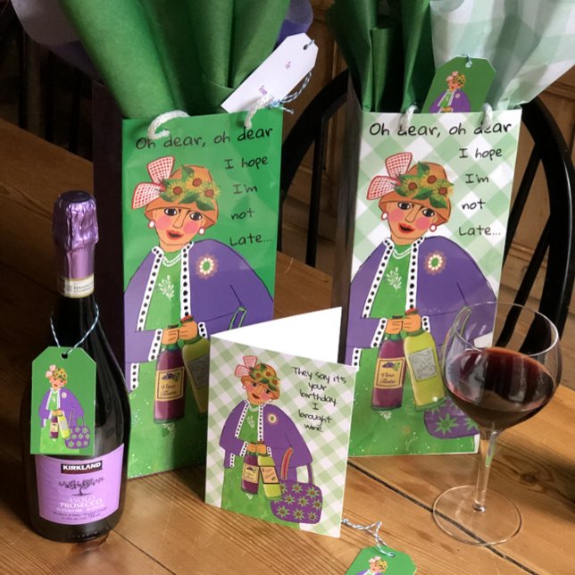 Funny Nervous Wine Lady  Gift Bag (Creator Uploaded)