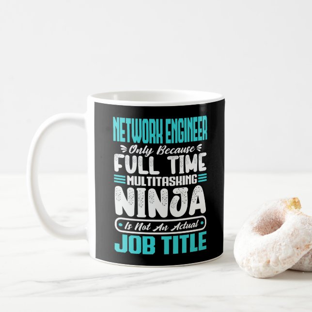 Funny Network Engineer Job Title Profession Skills Coffee Mug (With Donut)