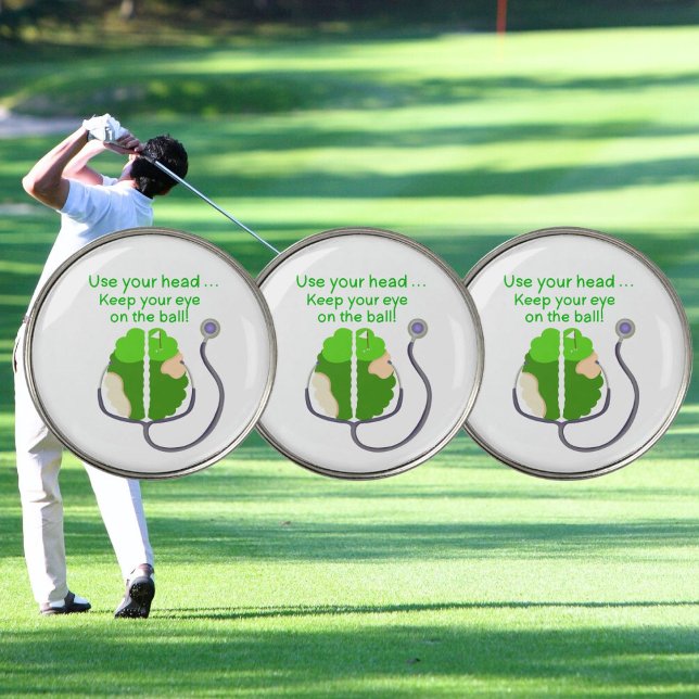 Funny Neurologist Golf Brain with Stethoscope Golf Ball Marker (Line up your putt with brains and humor!)