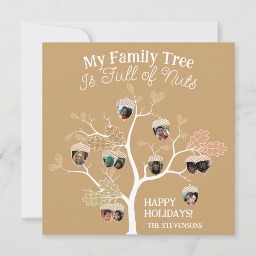 Funny Neutral Photo Family Tree is Full of Nuts Holiday Card
