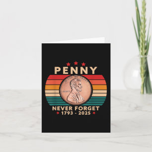 Funny Never Forget Penny Coin 1 Cent Retro Style Card