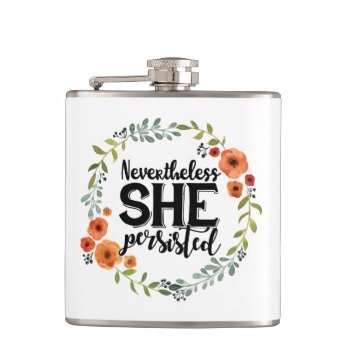 Funny Nevertheless She Persisted Cute Vintage Meme Hip Flask by CrazyFunnyStuff at Zazzle