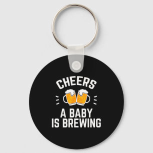 Funny New Dad Baby Shower Cheers A Baby Is Brewing Keychain