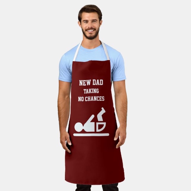 Funny NEW DAD Burgundy Diaper Changing Apron (Worn)