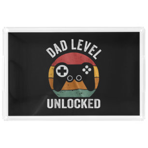 Funny New Dad Dad Level Unlocked Day Gaming Acrylic Tray