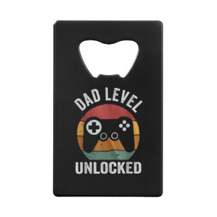 Funny New Dad Dad Level Unlocked Day Gaming Credit Card Bottle Opener
